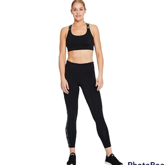 SoulCycle Lurex Core Shine Side Logo Stripe 7/8 High Waist Black Leggings - Picture 10 of 10